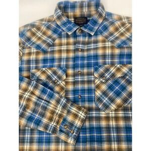 Men's Pendleton Western Pearl Snap‎ Style Plaid Western Flannel Shirt-Size Lrg